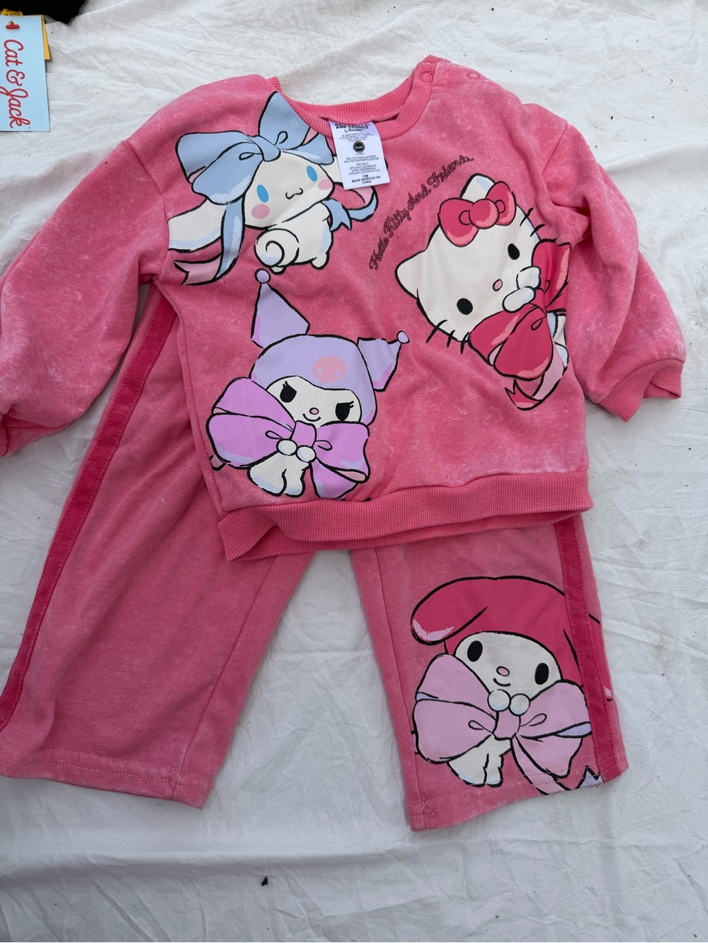 Sanrio Pink Character Pajama Set with Hello Kitty & Friends
